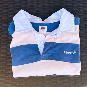 Levi’s pink/blue striped rugby shirt - Adult Small (cropped)